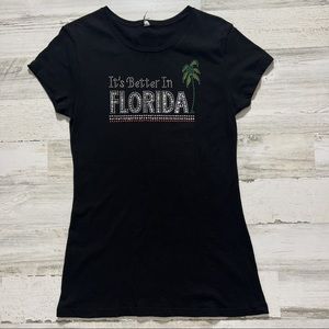 Y2K Black It’s better in Florida Shirt with bling